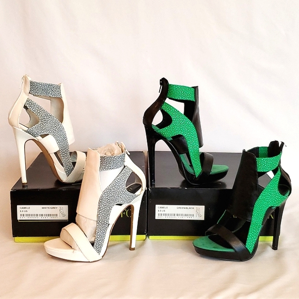 Shoedazzle | Camele Green/Black heels - Picture 8 of 16